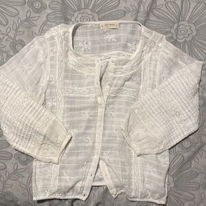 Lucky Brand Ivory Embroidered Blouse